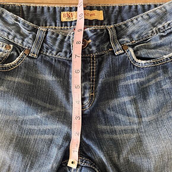 BKE Denim Culture Flare Jeans Women 30x33.5 (fits 30x30) Thick Stitch Embroidery - Picture 7 of 12